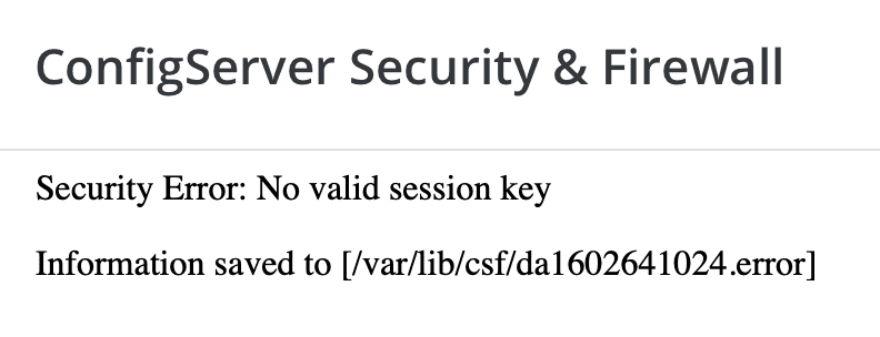 Security Error No valid session key trên CSF DirectAdmin - how to fix