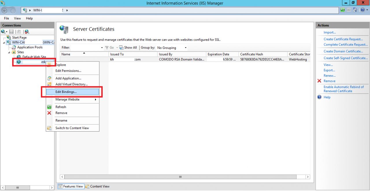 Hướng Dẫn Cài SSL trên IIS 8 Windows Server 2012