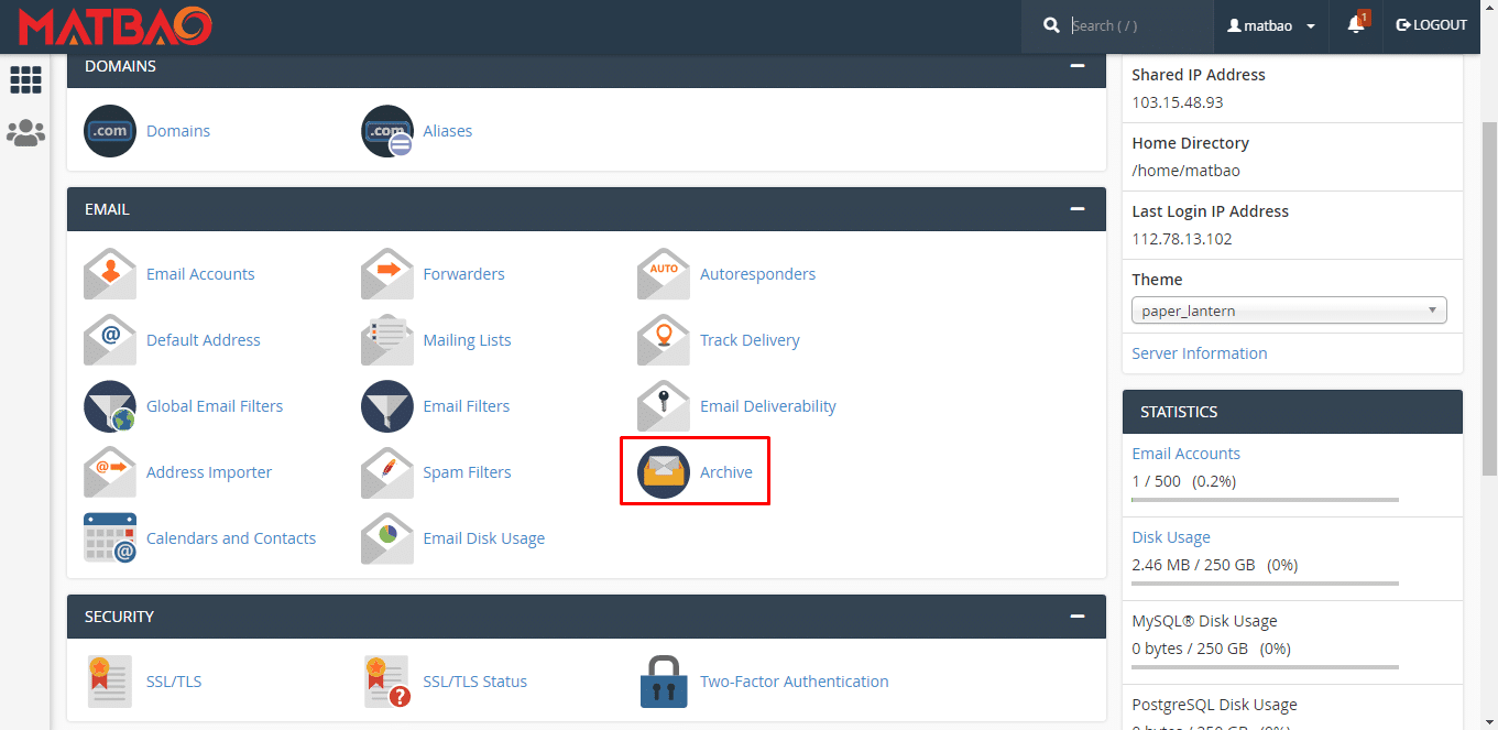 su dung archive tren email pro