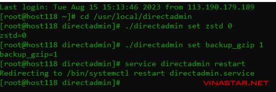 Hướng dẫn chuyển định dạng file backup từ tar.zst sang tar.gz trên directadmin
