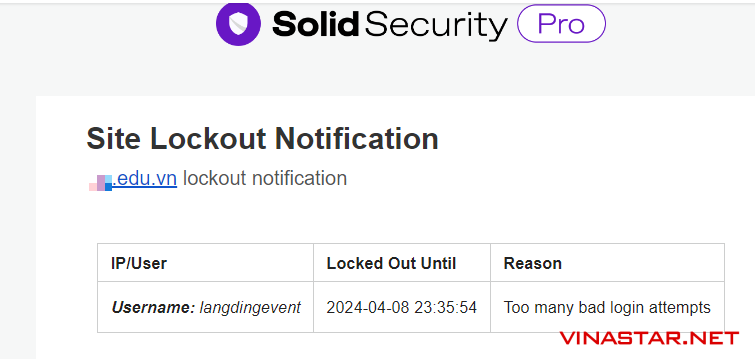 Site Lockout Notification